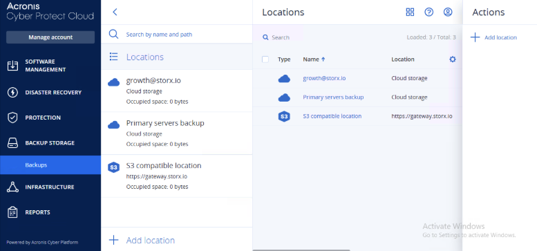 Acronis step 1: Add location