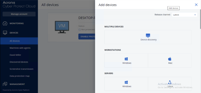 Acronis step 4: Add devices