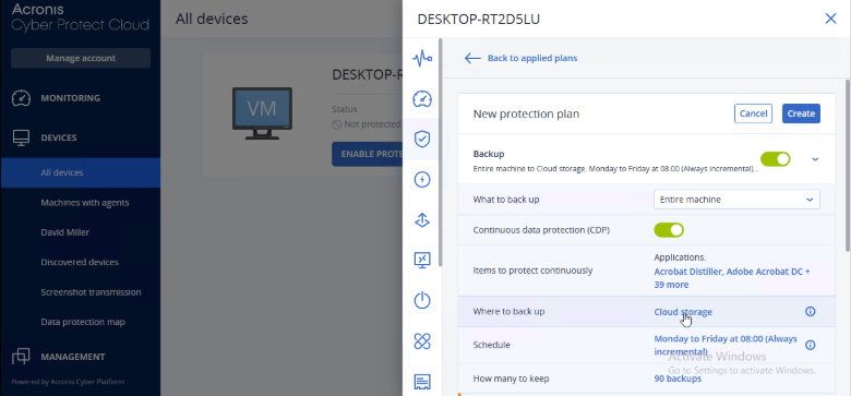 Acronis step 7: Configure backup items