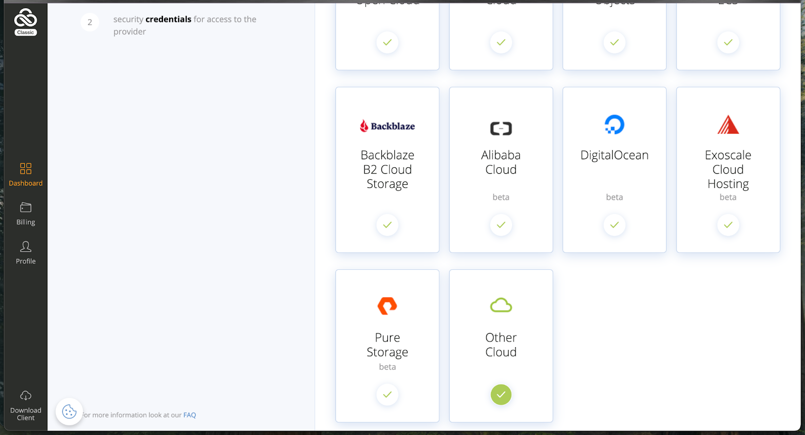 Select cloud provider
