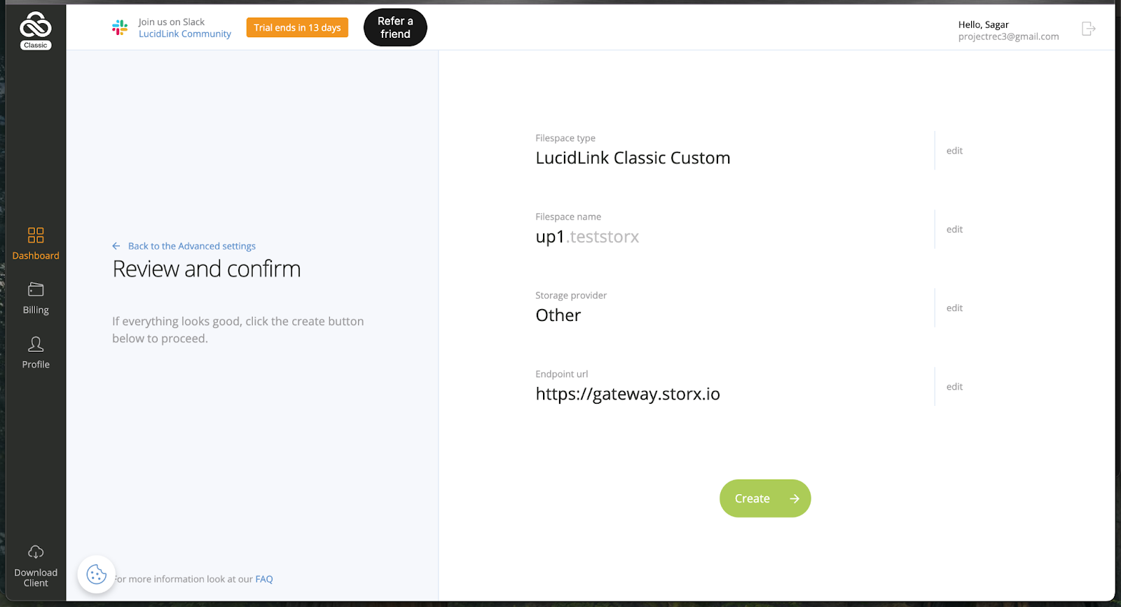 Configure endpoint