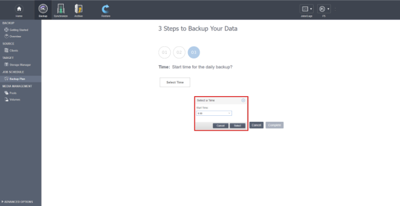 Schedule backup