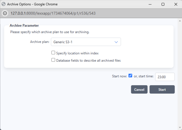 Configure archive plan