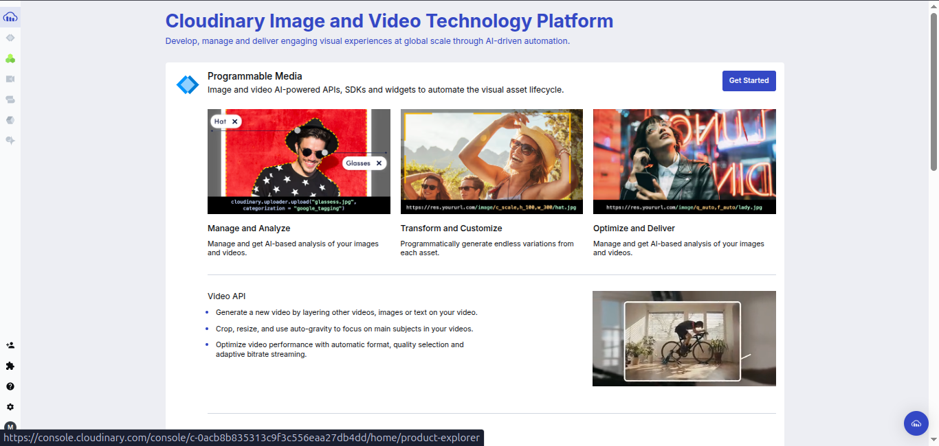Cloudinary dashboard