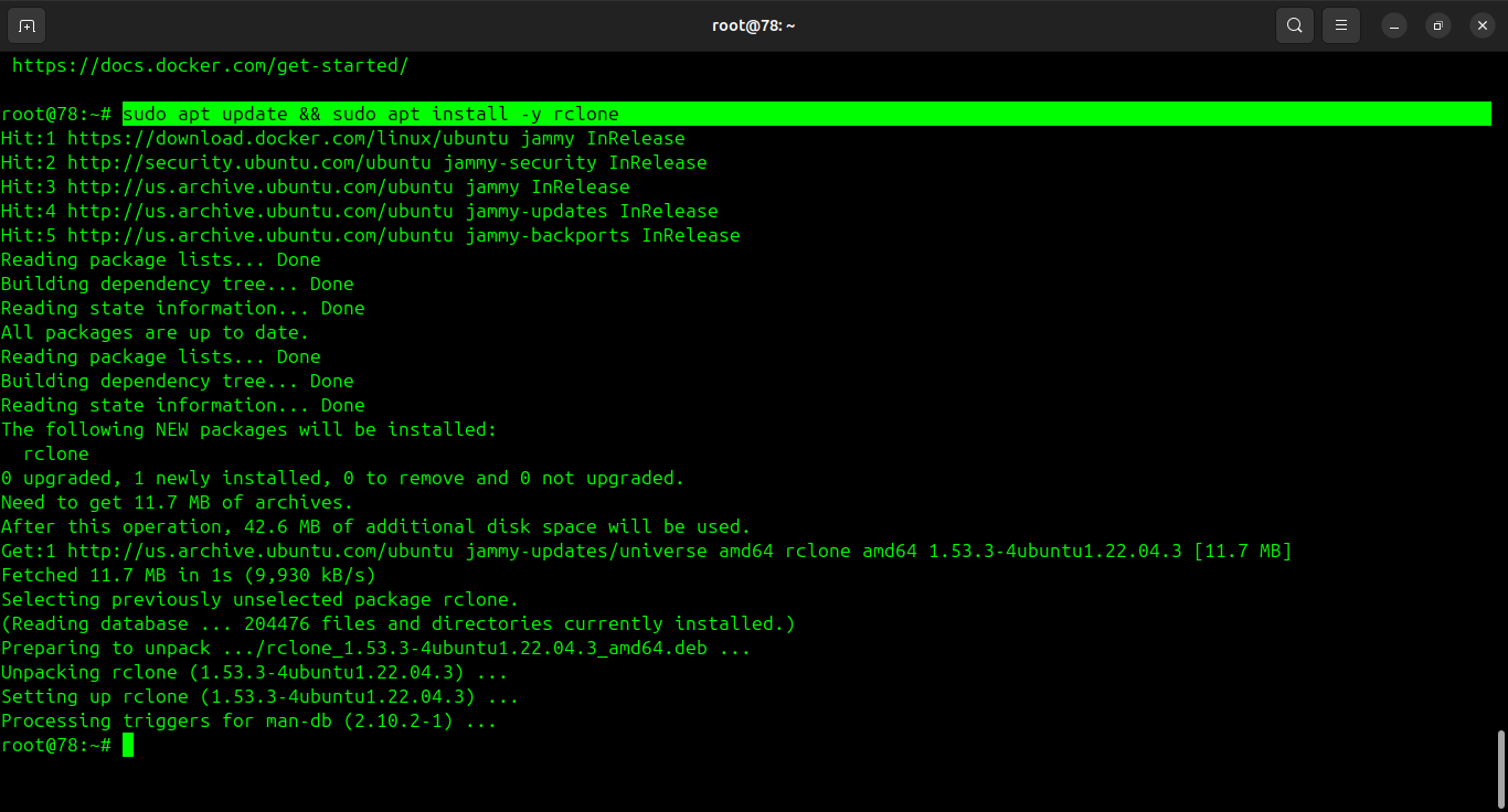 Install rclone