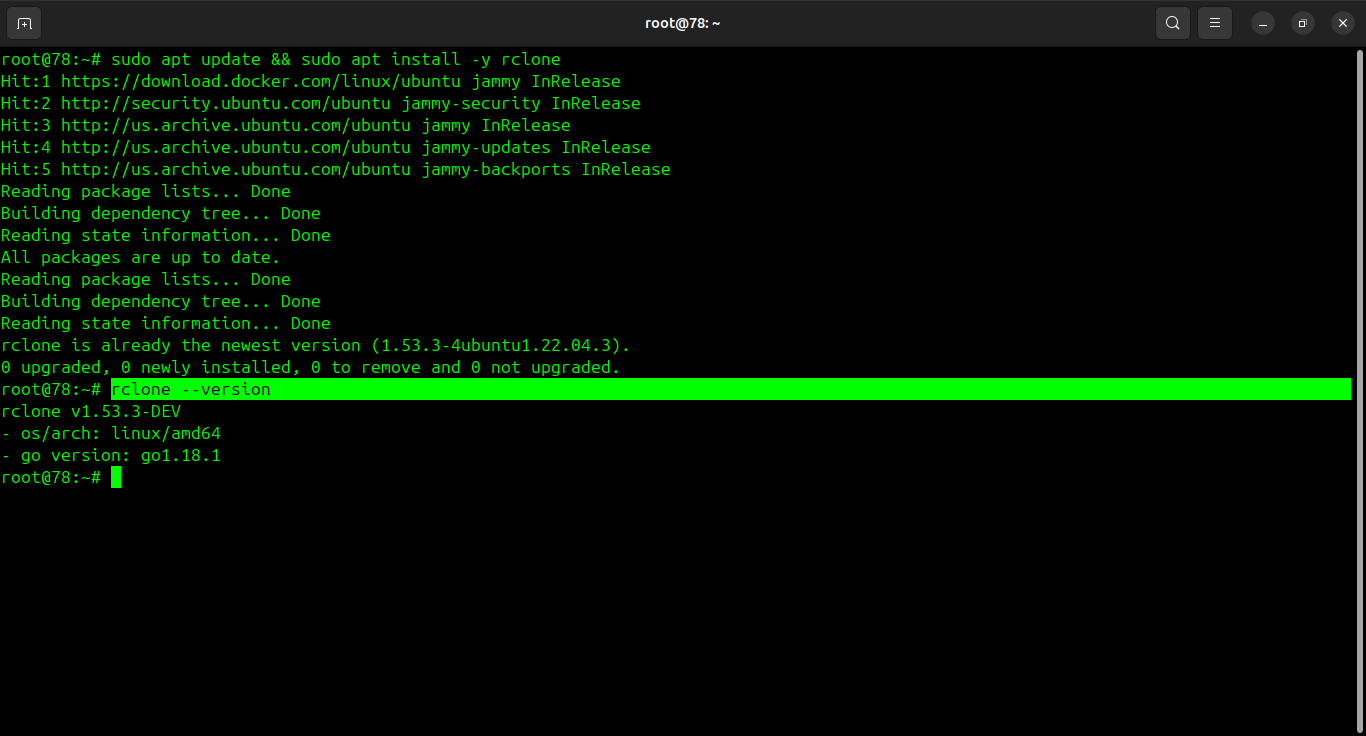 Rclone version