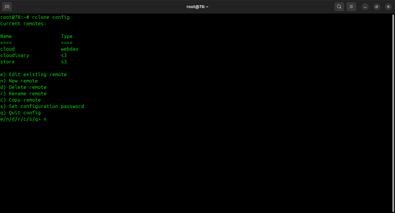 Rclone config