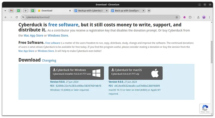 Cyberduck download page
