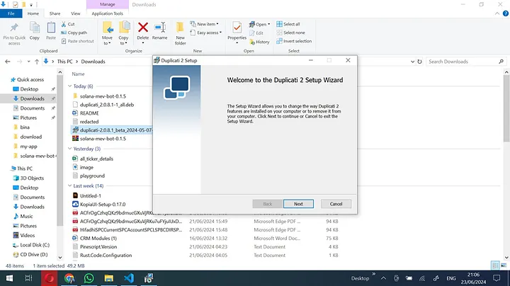 Duplicati installer