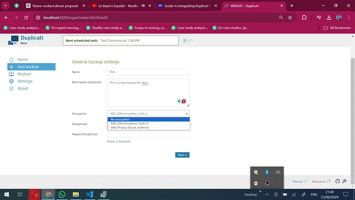 Configure backup
