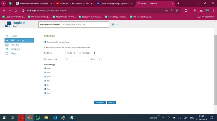 Schedule backup