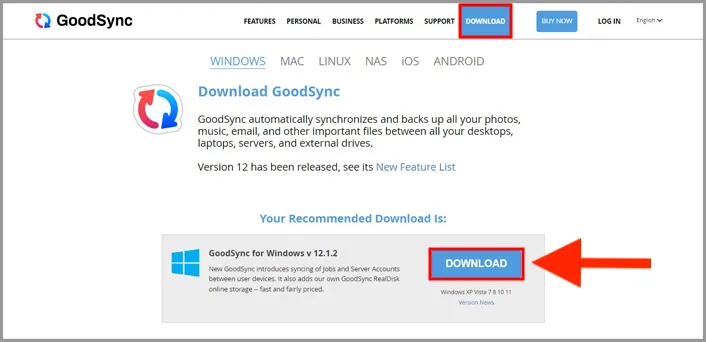 GoodSync download page