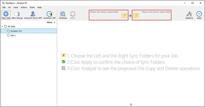 Folder selection