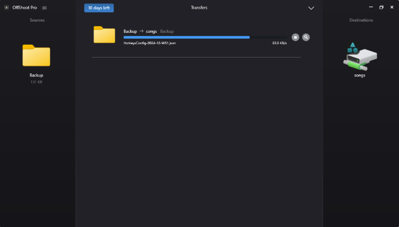 Configure source and destination