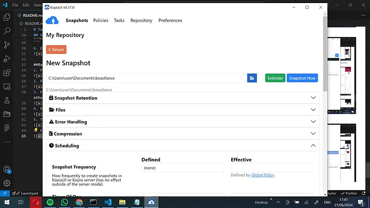 Configure snapshot