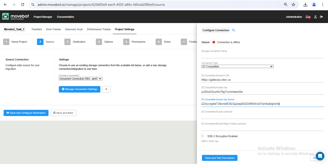Enter StorX credentials