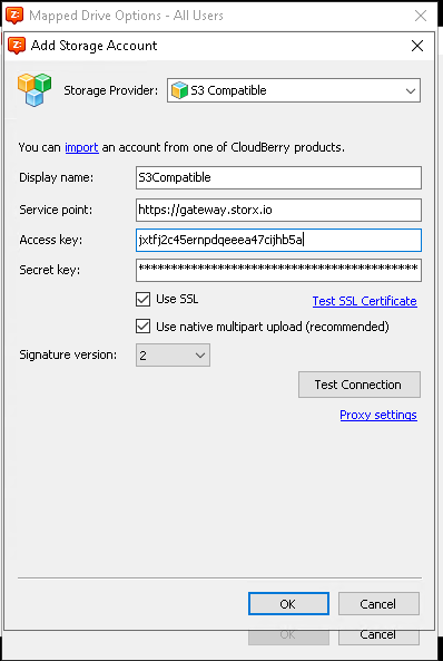 Add Storage Account configuration