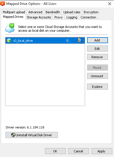 Mapped Drives configuration