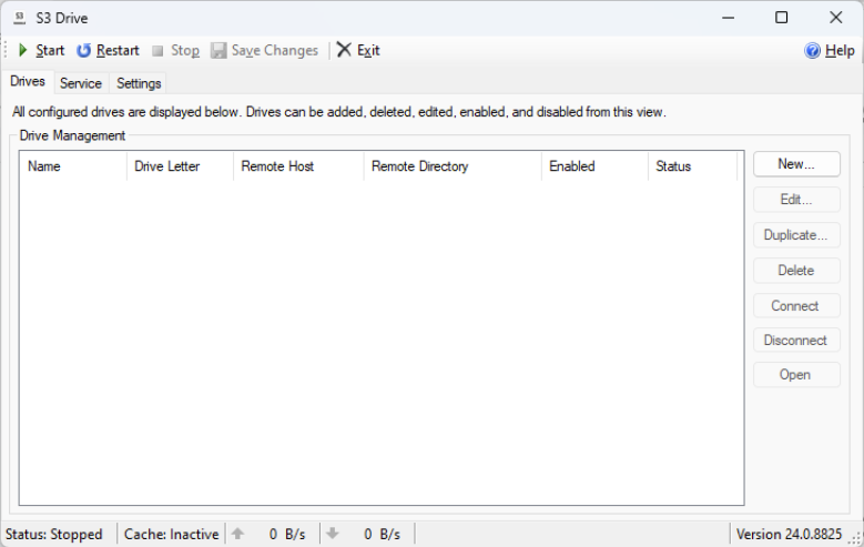 /n S3 Drive main interface
