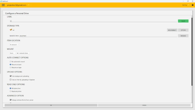 Configure drive settings