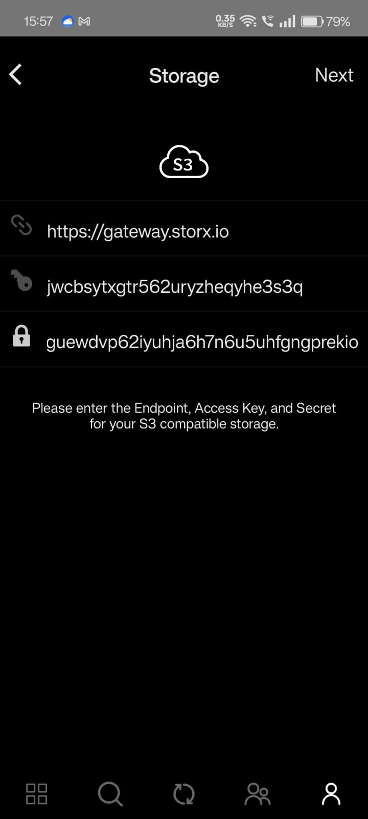 Enter StorX credentials