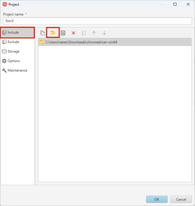 Select files for backup