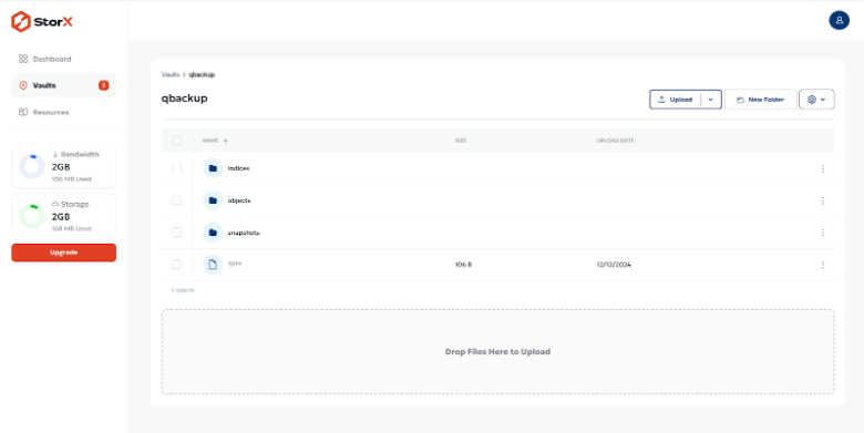 Files in StorX vault