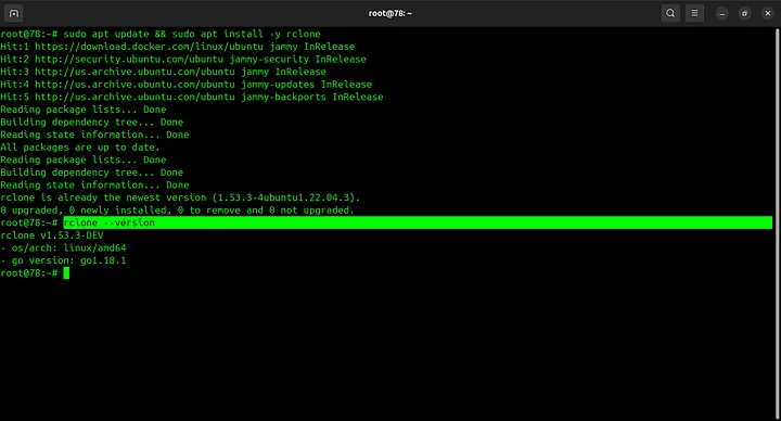 Rclone version check