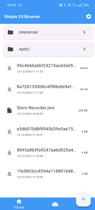 StorX vaults listed in Simple S3 Browser